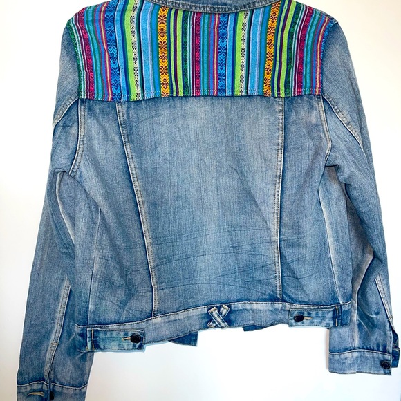 Chiqle tribal tapestry accent jean jacket - Picture 2 of 6
